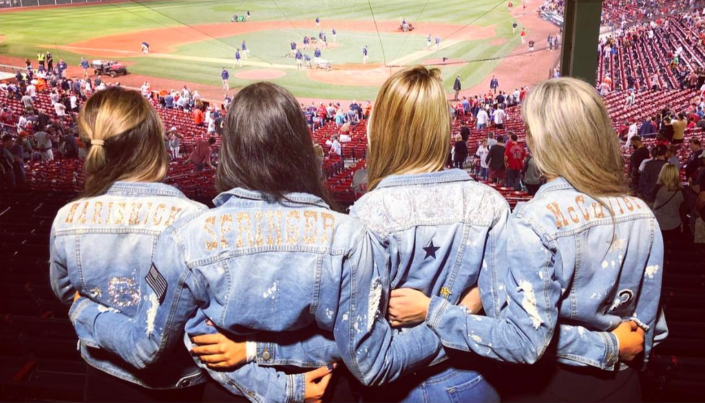 Astros' wives and girlfriends sport matching bedazzled jean jackets – HTown  Happy Hour