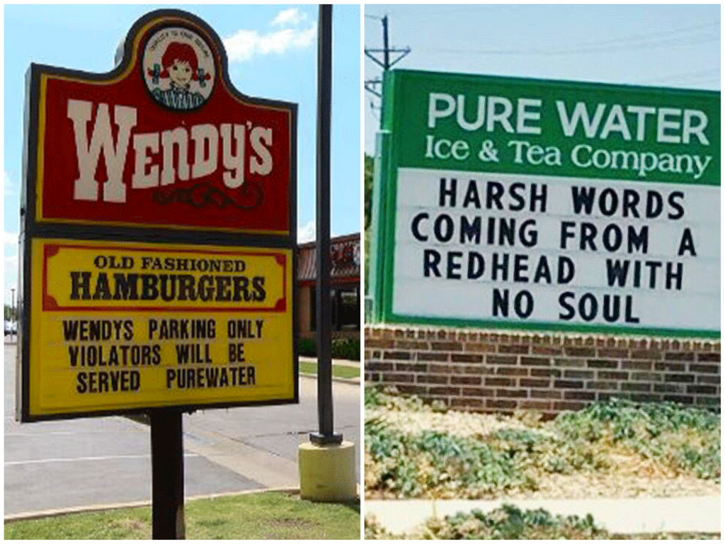 Texas Tea Company in Hilarious Sign War with Wendy’s Across the Street